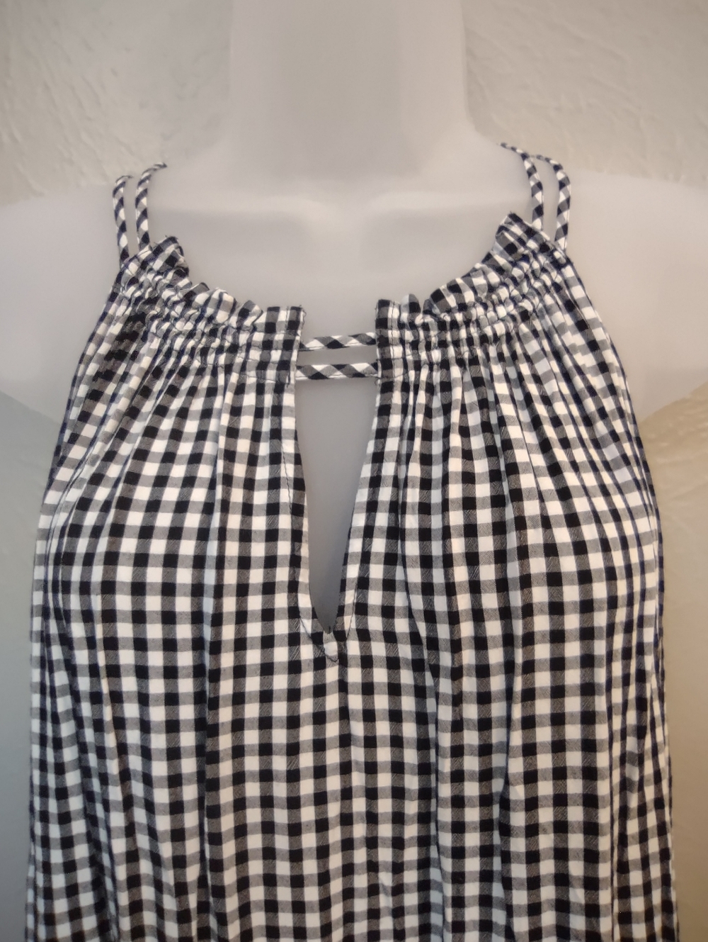 LOFT Black White Gingham Halter Top Peplum Blouse with Keyhole Back - Size M - Picture 6 of 10
